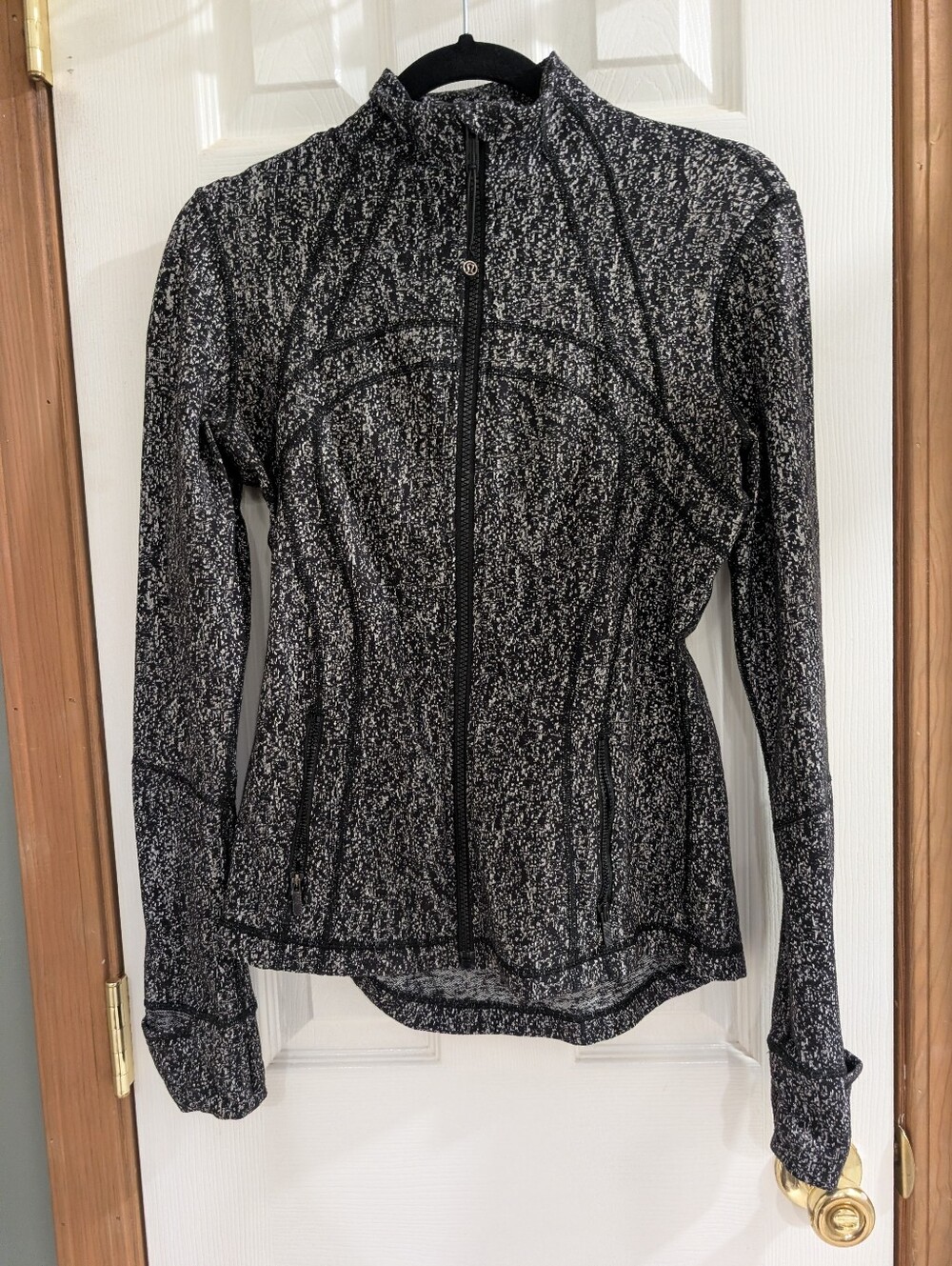 LULULEMON DEFINE JACKET LUON SUITED JACQUARD BLACK WHITE SIZE 8